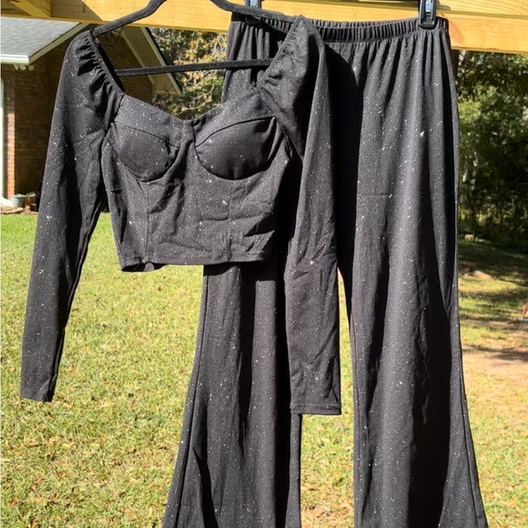 Lily Rose Shimmery Black Top & Pant Set - Picture 8 of 8